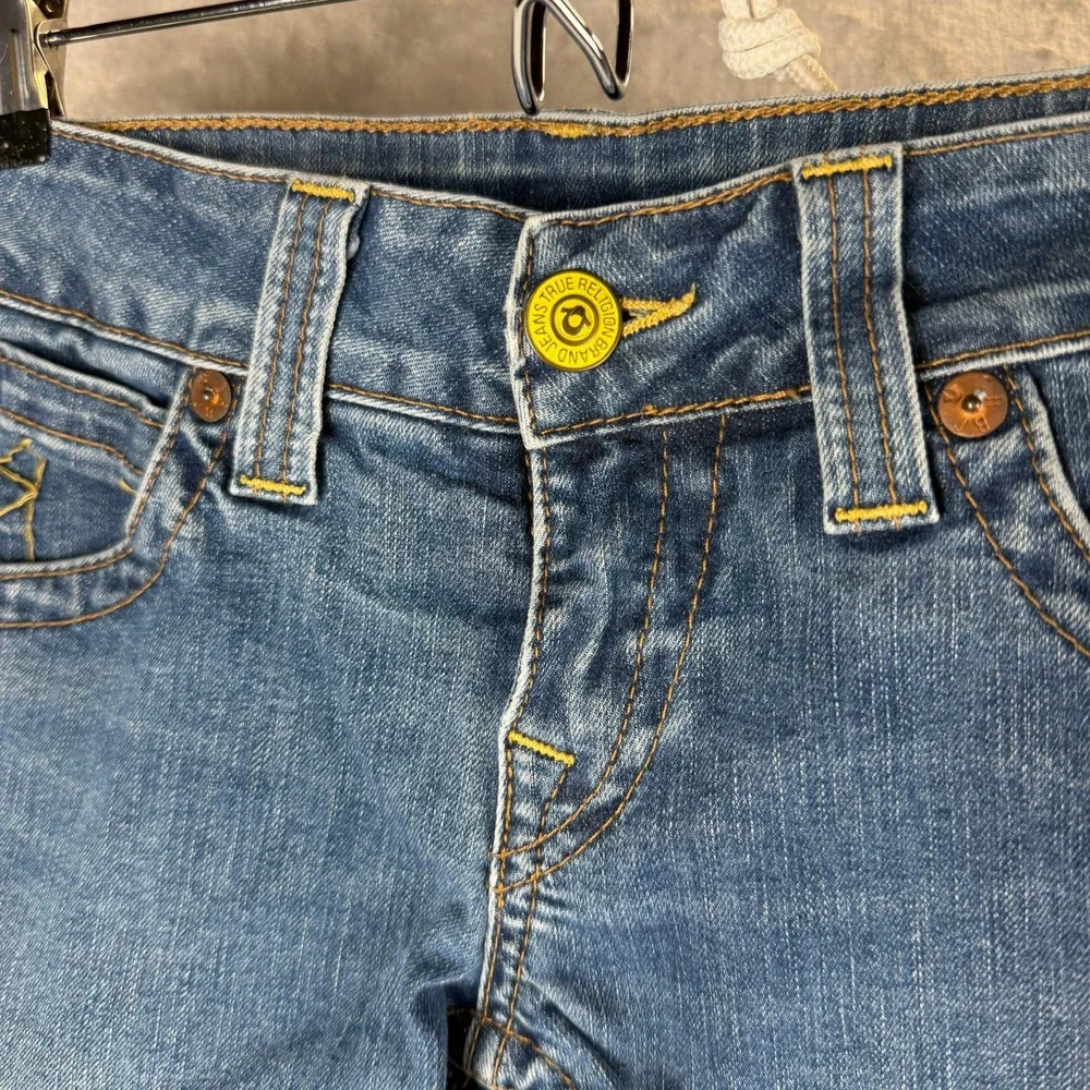 True Religion Womens Low Rise Denim Cut Off Shorts Blue Horseshoe‎ Size 29